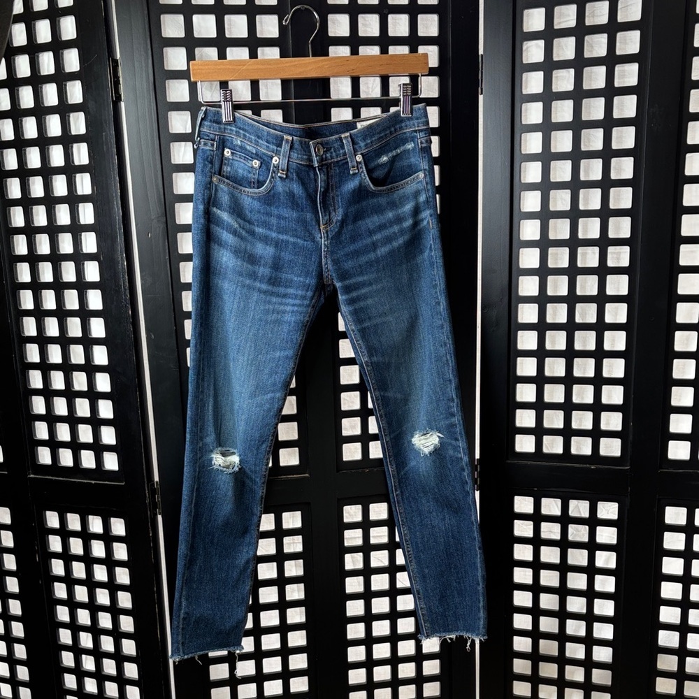 💙Rag & Bone Blue Dre Capri Leg Jeans Size 26 Distressed Cropped💙